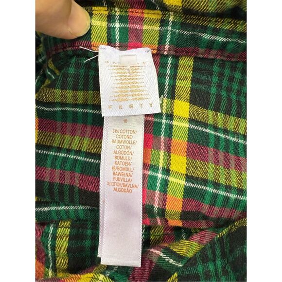 Fenty Women’s Plus Flannel Shirt sz 1X Plaid Tunic # G342 - Picture 8 of 9